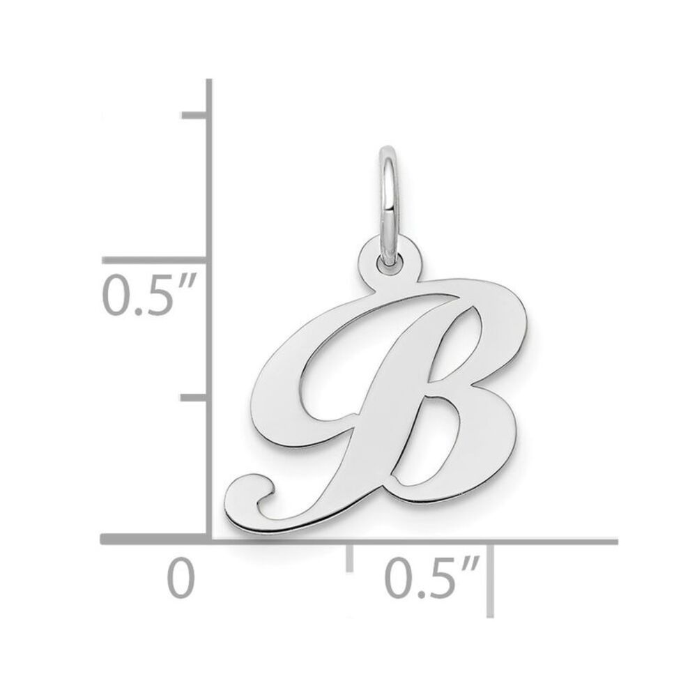 10k White Gold Small Fancy Script Initial B Charm - image 2